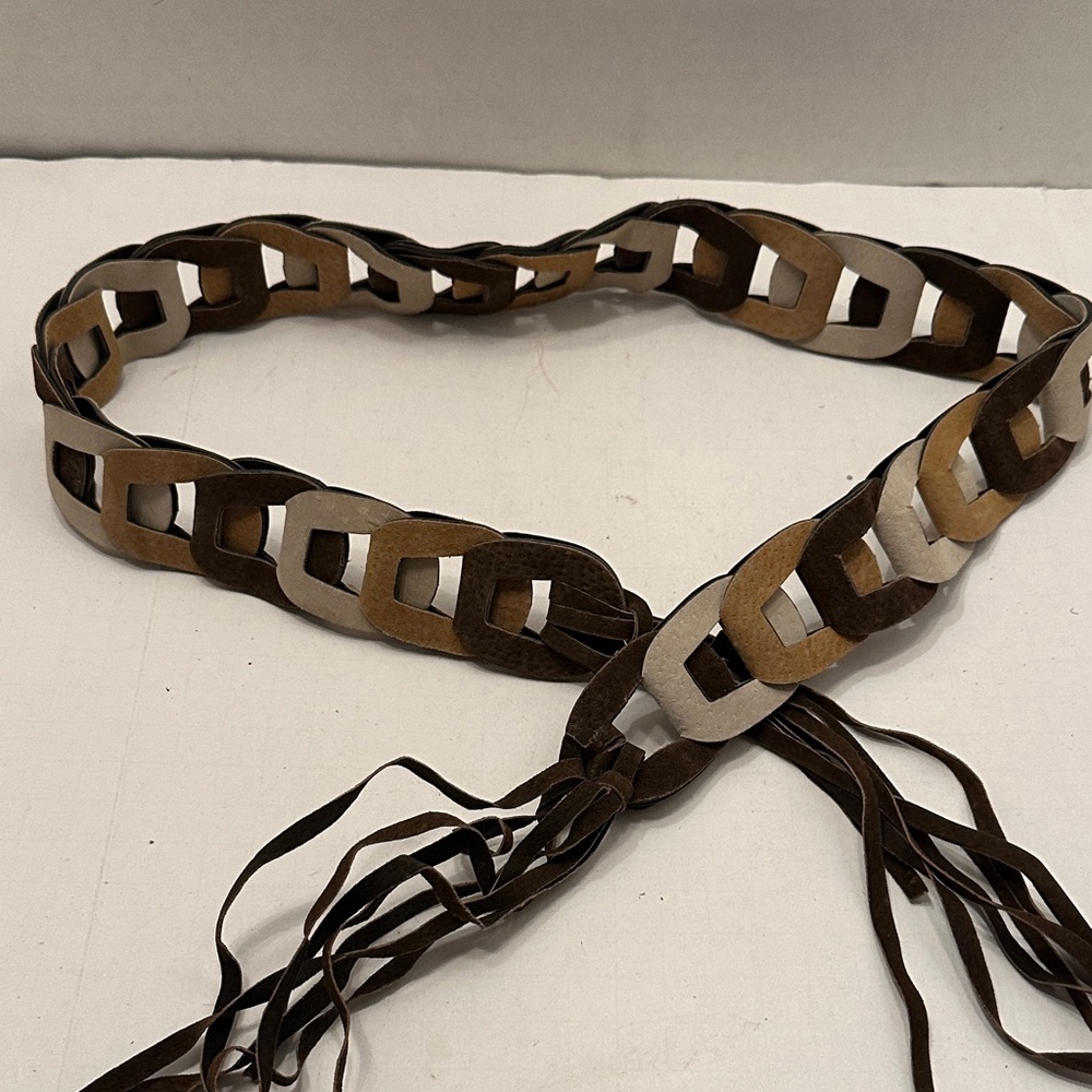 Elegant Brown and Tan Chain Link Belt